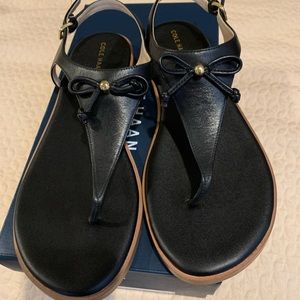 Cole Hann black leather bow sandal